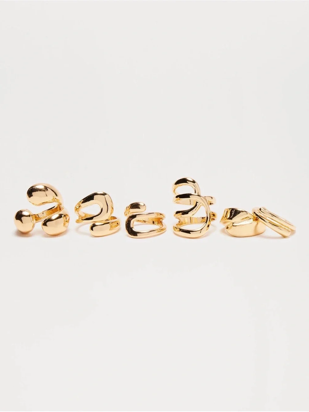 Gold Organic Shape Multi-Ring Set - Women Jewelry